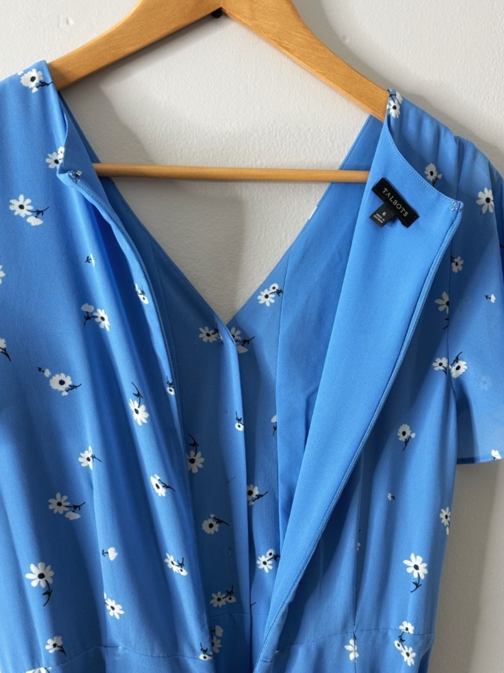 Talbots Midi Dress Scattered Floral Tie Front Belted Flowy Chiffon Short Sleeve - Picture 7 of 16